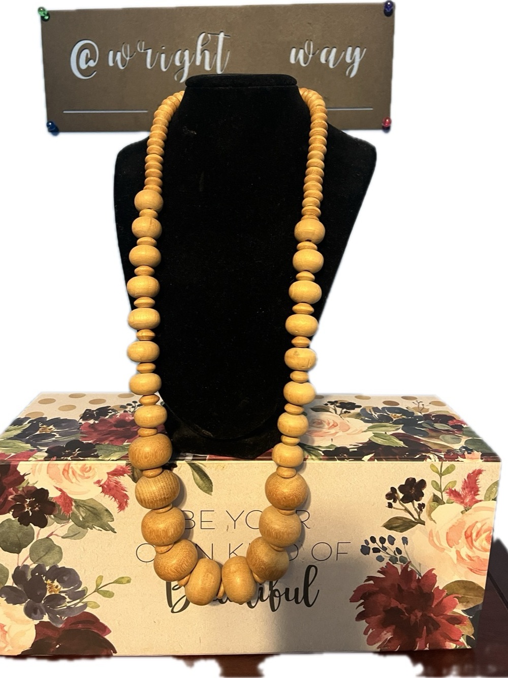 Wooden Bead Statement Necklace